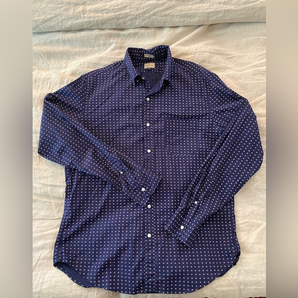 J. Crew - Long sleeve button down - Large - Classic Fit - Navy / Royal Blue